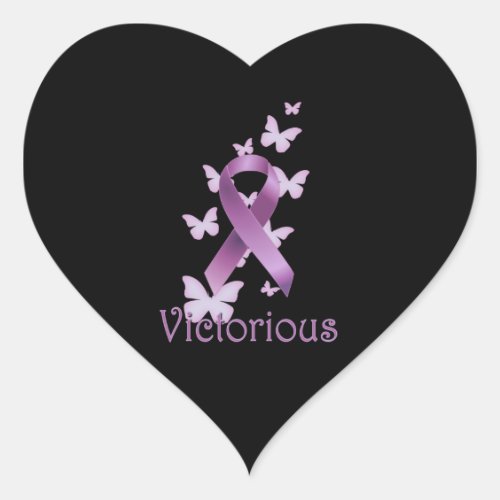 Purple Awareness Ribbon  Butterflies Victorious Heart Sticker