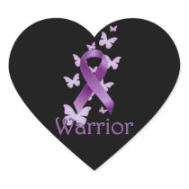 Purple Awareness Ribbon  Butterflies Warrior Heart Sticker