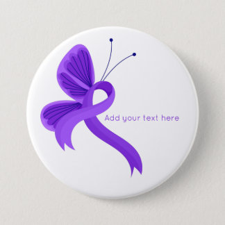 Purple Awareness Ribbon Butterfly  Button
