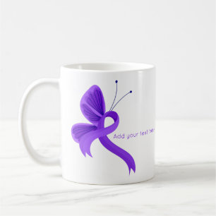 Purple Awareness Ribbon Butterfly Coffee Mug