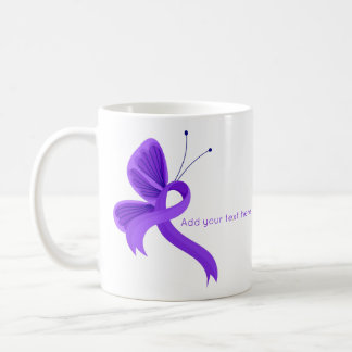 Purple Awareness Ribbon Butterfly  Coffee Mug