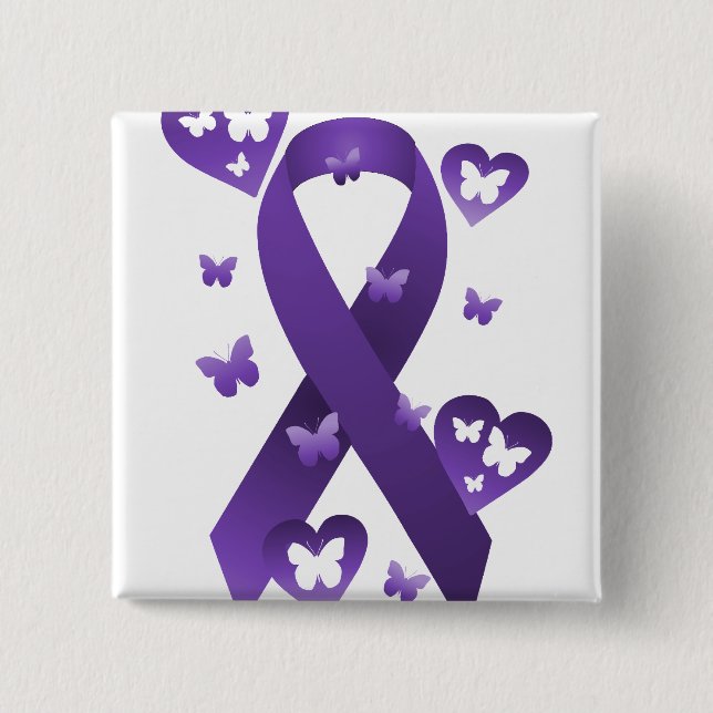 Purple Awareness Ribbon Button (Front)