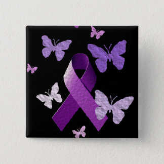 Purple Awareness Ribbon Button