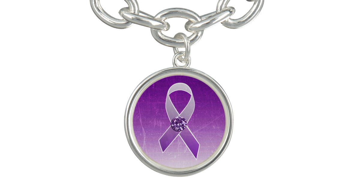 Purple Awareness Ribbon Charm Bracelet | Zazzle