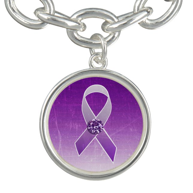 Purple Awareness Ribbon Charm Bracelet (Design)