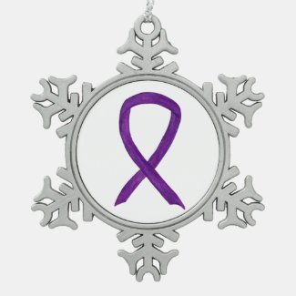 Purple Awareness Ribbon Charm Holiday Ornaments