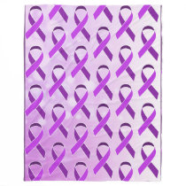 Purple Awareness Ribbon Comforting Fleece Blanket