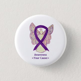 Purple Awareness Ribbon Custom Angel Art Pins