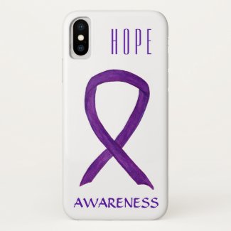 Purple Awareness Ribbon Custom Art iPhone X Case