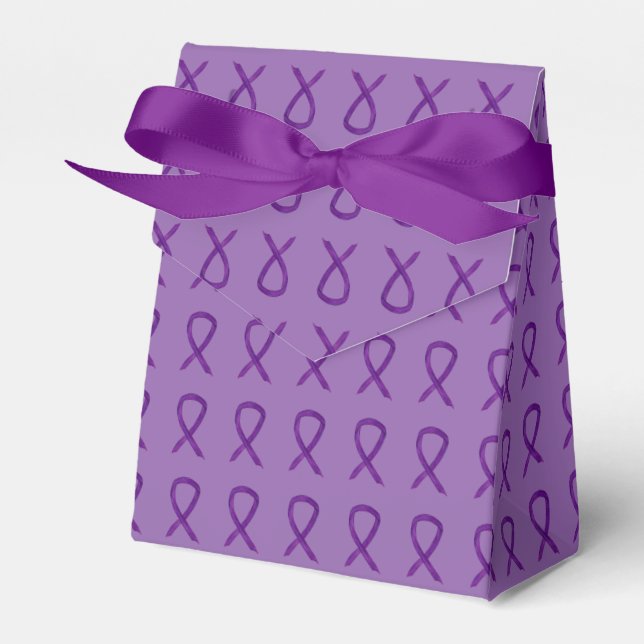 Purple Awareness Ribbon Custom Art Party Favor Box (Front Side)