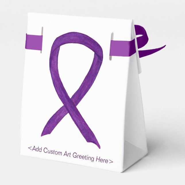 Purple Awareness Ribbon Custom Art Party Favor Box (Back Side)