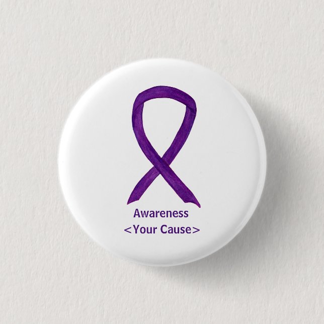 Purple Awareness Ribbon Custom Art Pins (Front)