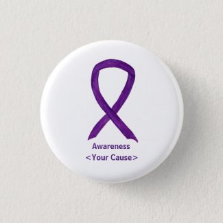 Purple Awareness Ribbon Custom Art Pins