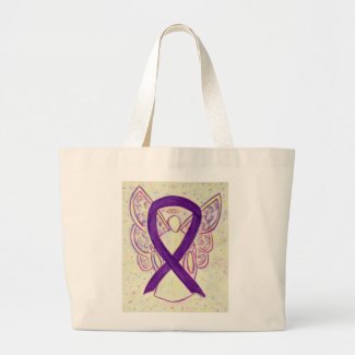 Purple Awareness Ribbon Custom Art Tote Bag