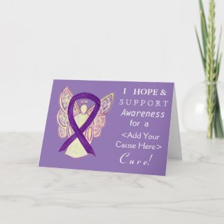 Purple Awareness Ribbon Custom Cause Angel Cards