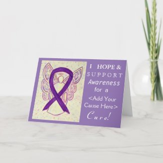 Purple Awareness Ribbon Custom Cause Angel Cards