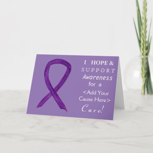 Purple Awareness Ribbon Custom Cause Note Cards