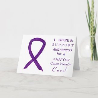 Purple Awareness Ribbon Custom Cause Note Cards
