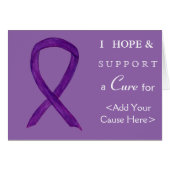 Purple Awareness Ribbon Custom Cause Note Cards (Front Horizontal)
