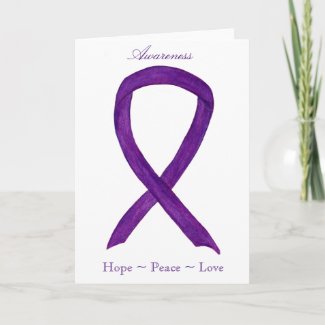 Purple Awareness Ribbon Custom Greeting Card