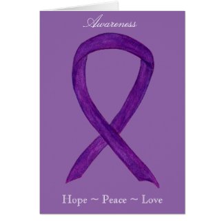 Purple Awareness Ribbon Custom Greeting Card