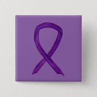 Purple Awareness Ribbon Custom Pin Buttons