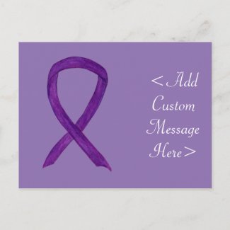 Purple Awareness Ribbon Custom Postcard