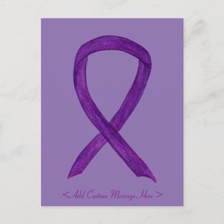 Purple Awareness Ribbon Custom Postcard