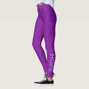 Purple Awareness Ribbon Custom Words Leggings