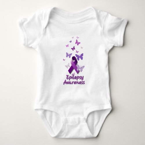 Purple Awareness Ribbon Epilepsy Baby Bodysuit