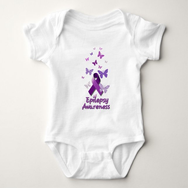 Purple Awareness Ribbon: Epilepsy Baby Bodysuit (Front)