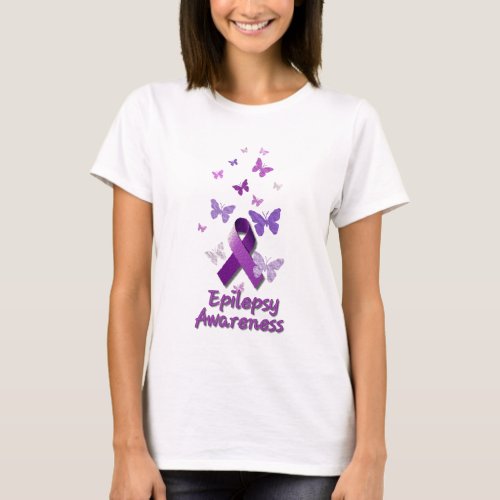 Purple Awareness Ribbon Epilepsy T_Shirt