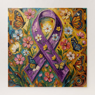 Purple Awareness Ribbon Fibro Jigsaw Puzzle