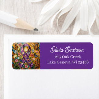 Purple Awareness Ribbon Fibro Label
