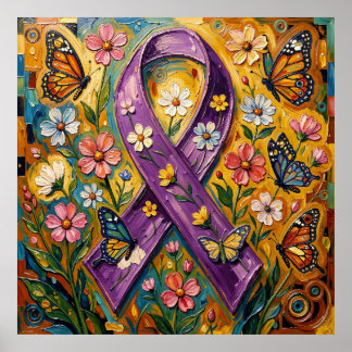 Purple Awareness Ribbon Fibro Poster