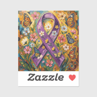 Purple Awareness Ribbon Fibro Sticker