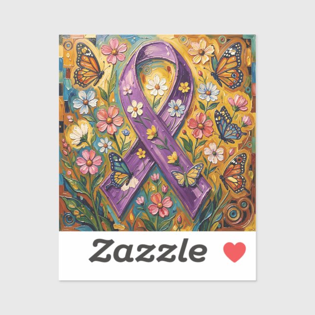 Purple Awareness Ribbon Fibro Sticker (Sheet)