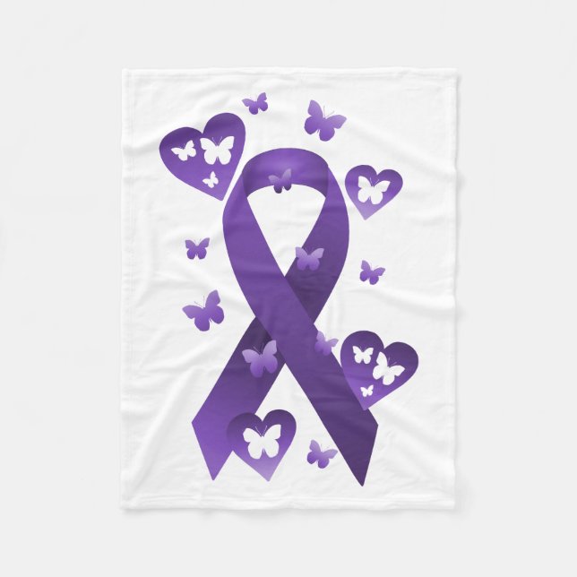 Purple Awareness Ribbon Fleece Blanket (Front)