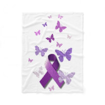 Purple Awareness Ribbon Fleece Blanket