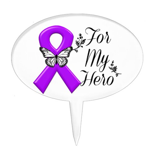 Purple Awareness Ribbon For My Hero Cake Topper