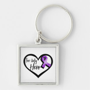 Purple Awareness Ribbon For My Hero Keychain