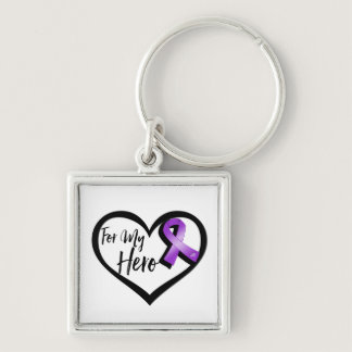Purple Awareness Ribbon For My Hero Keychain