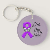 Purple Awareness Ribbon For My Hero Keychain