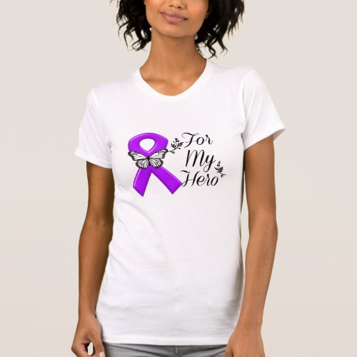 Purple Awareness Ribbon For My Hero T_Shirt