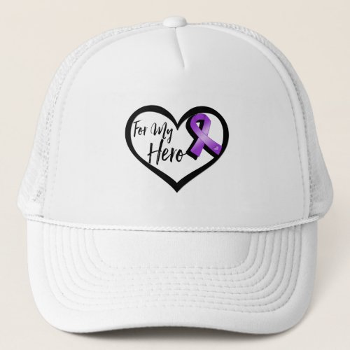 Purple Awareness Ribbon For My Hero Trucker Hat