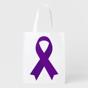 Purple Awareness Ribbon Grocery Bag