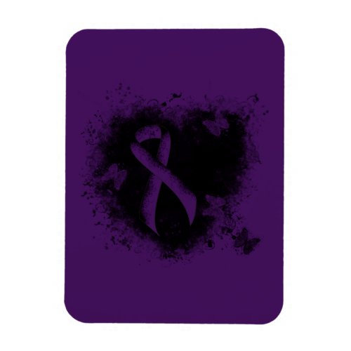 Purple Awareness Ribbon Grunge Heart Magnet