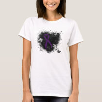 Purple Awareness Ribbon Grunge Heart T-Shirt