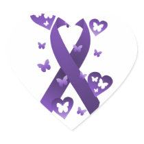 Purple Awareness Ribbon Heart Sticker