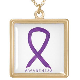 Purple Awareness Ribbon Jewelry Necklace